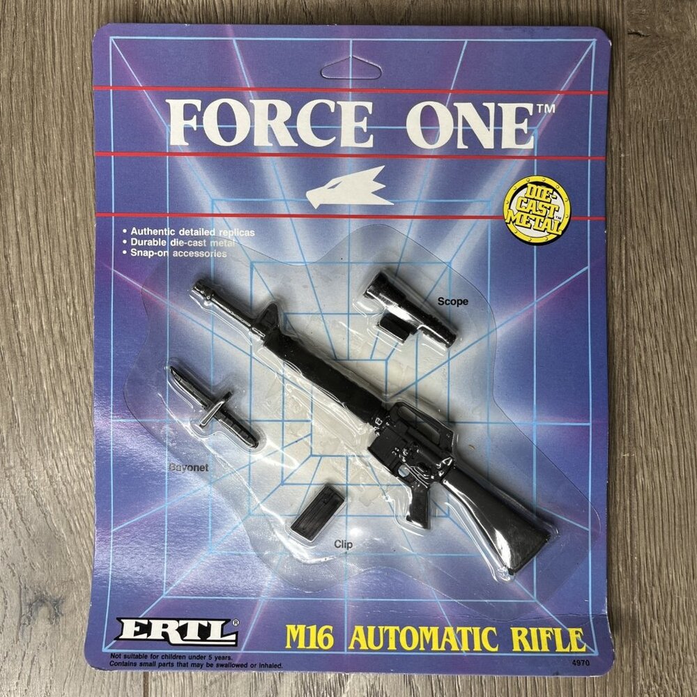 ERTL Force One Die-Cast Metal M16 Automatic Rifle Weapon Set #4970 1989 a